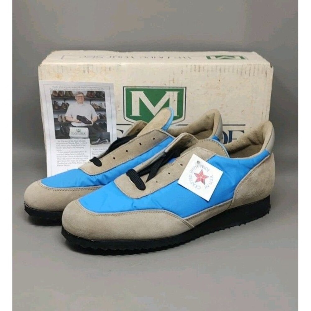 Vintage Mason Brown Blue Running Shoes Men's Size 11 Lace Up Maple Leaf